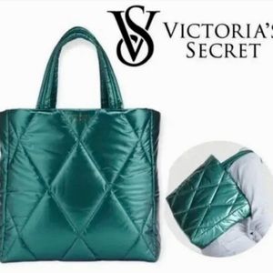 Victoria Secret Teal Puffer Tote/Overnight Bag